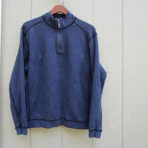 Tommy Bahama Flipshore Reversible Sweatshirt Men's L-XL?Black/Blue Half Zip READ